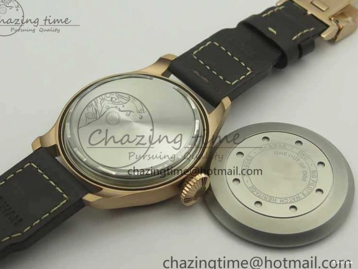 MIROTIME 0123 Big Pilot IW510301 Satin-Polished RG YLF Best Edition Black Dial On Leather Strap A Flexible 7222